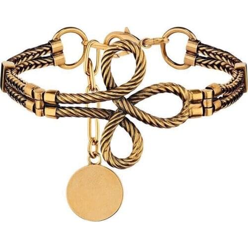 Fashion women bangle vintage style chinese knot bracelet retrometal brass rope chain bracelet famous brand d jewelry 3301