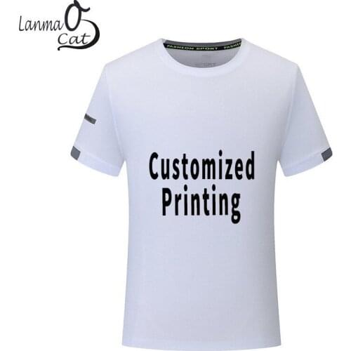Lanmaocat Men T Shirt Short Sleeve Sportswear Shirts Custom Logo Text Print Sport Shirt Men Women Dry Fit Clothing Free Shipping