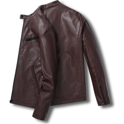 Plus Size M-4XL Vintage Jacket Bomber Men Autumn Jacket Coat Fashion Zipper Coat PU Leather Jacket Men Coat Men Black Brown