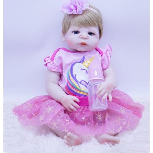 Soft Blond hair girl bebes reborn doll NPK full silicone reborn babies dolls for kids play house toys dolls gift blue eyes doll