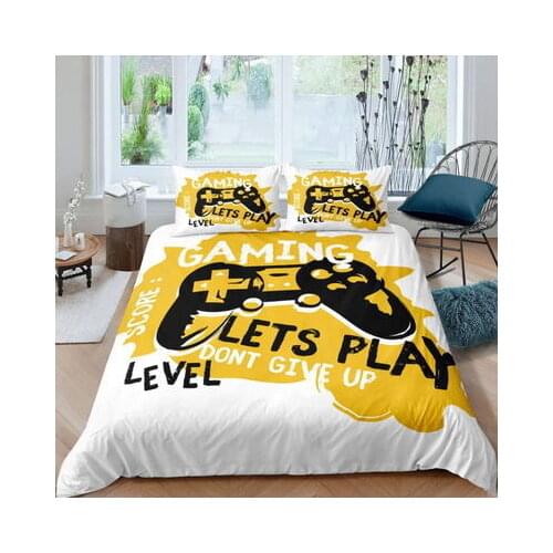 Cartoon Gamepad Comforter Cover Sets Hipsters Bedding Sets Game Over Bedroom Decoration Duvet Cover Set King Queen Size for Kids
