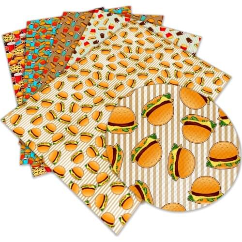 New Delicious Food Parttern Printed Faux Leather A4 22x30cm for Hair Bow Diy Decoration Crafts