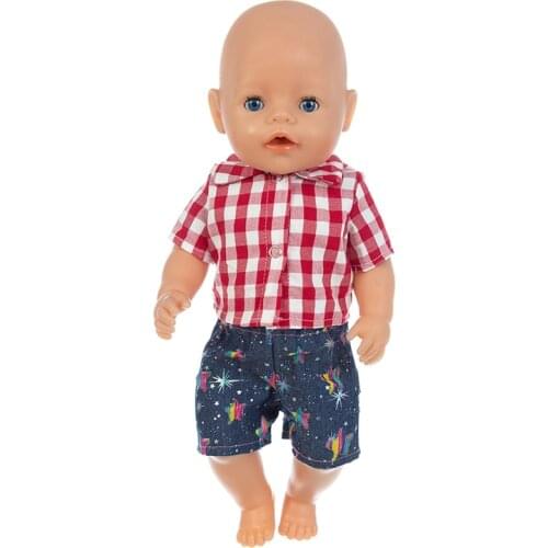 2020 New Red checked shirt Doll Clothes Fit For 18inch/43cm born baby Doll clothes reborn Doll Accessories
