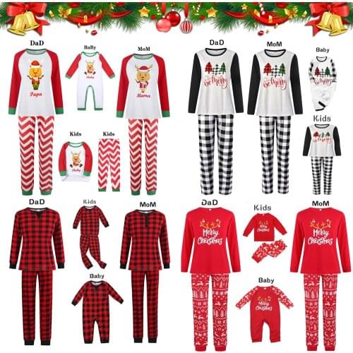 2021 New Family Mactching Pajamas 2PCS Mother&Kids Printed Homewear Father Son Tops+Pants Xmas Set Family Christmas Underwear