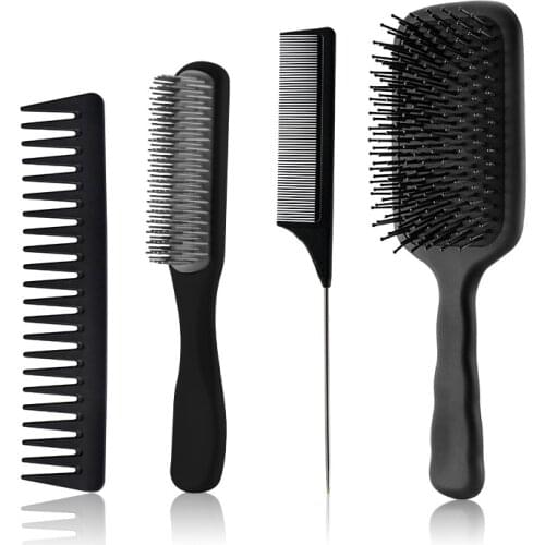 Hairdressing comb lady comb set curly hair straight hair styling black plastic air cushion comb smooth hair comb