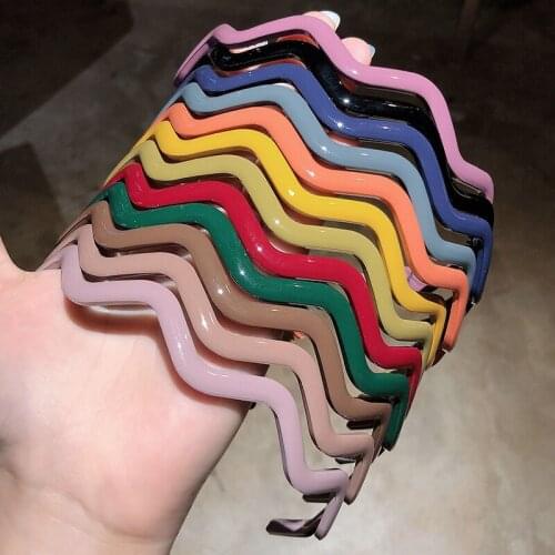 New Acrylic Colorful Wavy Hair Bands No Slip Toothed Headbands Wash Face Makeup Hairbands Headdress Hair Accessories For Women