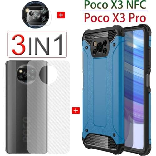 Shockproof Protective Armor Case for POCO-X3-NFC, Anti-Fingerprints Back Film Pocophone-F2-Pro Camera Protector poco x3 nfc