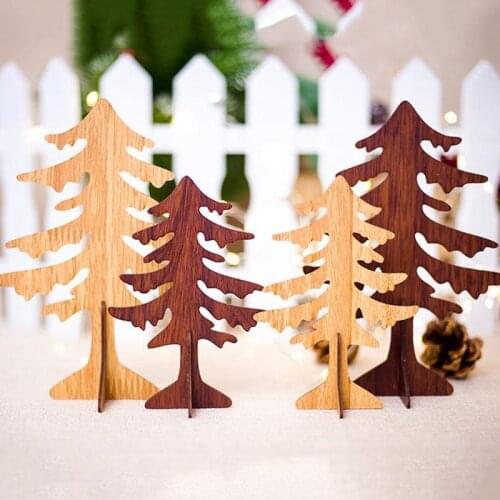 Christmas Decorations Creative Carving Christmas Tree Ornaments Wooden Christmas Table Decoration Accessaries
