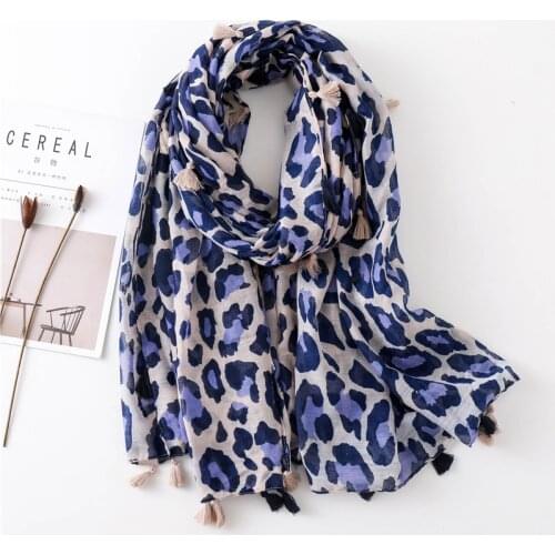 Leopord Pattern Cotton Scarf Womens Winter Shawl Dual Purpose Spring And Autumn Long Silk Scarves Versatile Scarf Warm