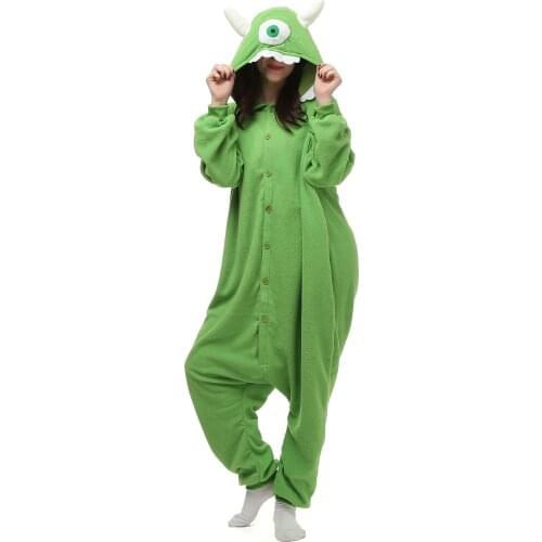 Scary Monocular One Eyed Monster Halloween Onesies Unisex Winter Animal Cartoon Onesies Hooded Nightwear Adults Fleece Pajamas