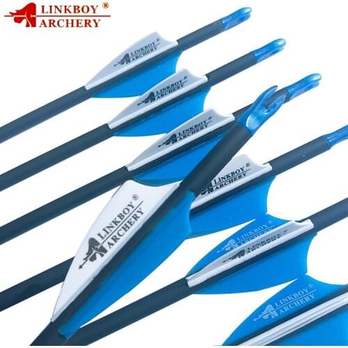 6pcs Linkboy Archery Pure Mix Carbon Arrows Spine800 1.75inch Plastic Vanes Nock 80gr Tips for Recurve Bow Hunting