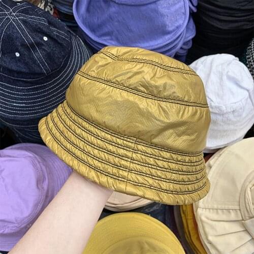 Faux Leather Cotton Bright Bucket Hats Women Warm Fashion Street Autumn Winter Sun Hat Yellow Blue Black Fishing Caps 56-58cm