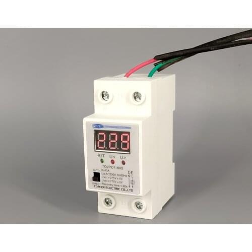 40A 220V ON/OFF reconnect over voltage and under voltage protection protective device relay with Voltmeter voltage monitor