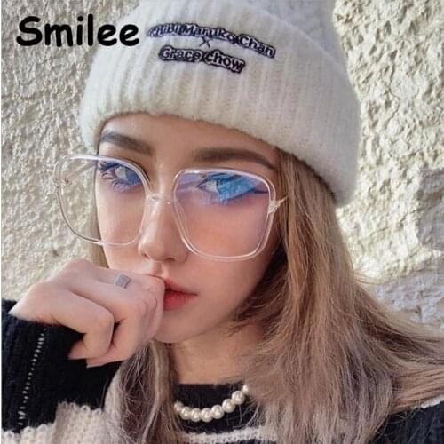 2020 New Vintage Oversized Square Anti-blue light Glasses Frame Women FashionTransparent Eyeglasses Female Optical Spectacles