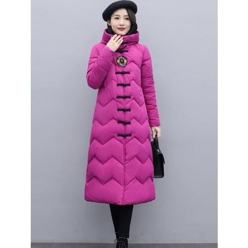 Winter Jacket Women Warm Parkas Down Cotton Hooded Jackets for Women 2021 Lady Midi Chinese Style Coat Jaqueta Feminina HLY190