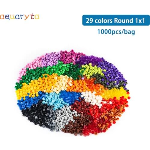Aquaryta 1000pcs Building Blocks Round 1x1 Straight Side DIY Enlighten Building Bricks Compatible with 4073 Assembles Particles