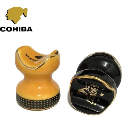 2pcs Cigar Accessories Supplies Ceramic COHIBA Cigar Holder Ashtray Pocket Cigarette Support Rack Portable Cigar Rest Table