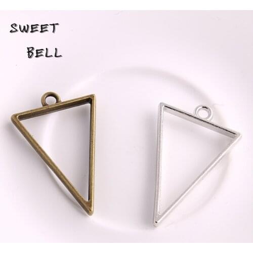 20pcs 25*39mm Alloy jewelry setting accessories triangle charms Hollow glue blank pendant tray bezel charms DIY Handmade