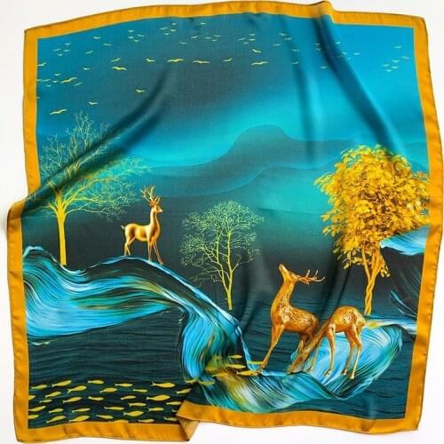 2021 Square 100% Silk Scarves Women Foulard Head Scarf Ladies Shawl Wrap Female Hijab Poncho beach Bandana Lady Brand Pashmina