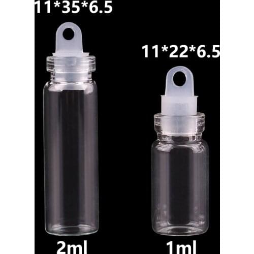 Lots 300 pieces 1ml 2ml Mini Glass Bottles with Plastic Stopper Spice Bottles Jars DIY Craft