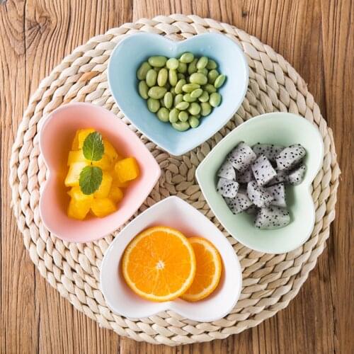 4PCS Ceramic Bowl Love Salad Bowl Heart Shape Dessert Breakfast Soup Bowl Baking Mold