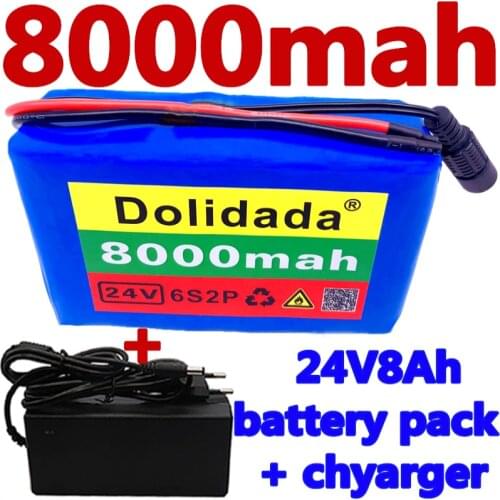 6s2p 24V 8Ah 18650 Battery Lithium Battery 25.2v 8000mAh Electric Bicycle Moped /Electric/Li ion Battery Pack with + charger