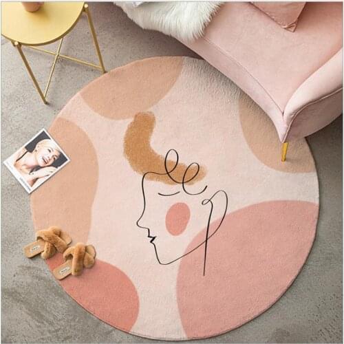 Abstract Printing Carpets For Modern Living Room Soft Crystal Velvet Round Rugs Computer Chair Coffee Table Foot Mats Home Decor