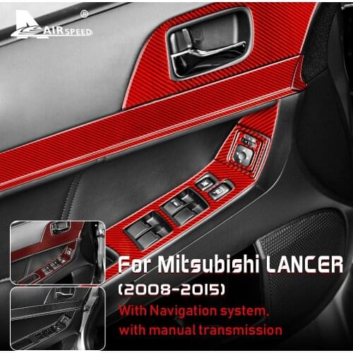 AIRSPEED Carbon Fiber Interior Trim Car Door Window Switch Panel Cover Trim Sticker for Mitsubishi Lancer 2008-2015 Accessories