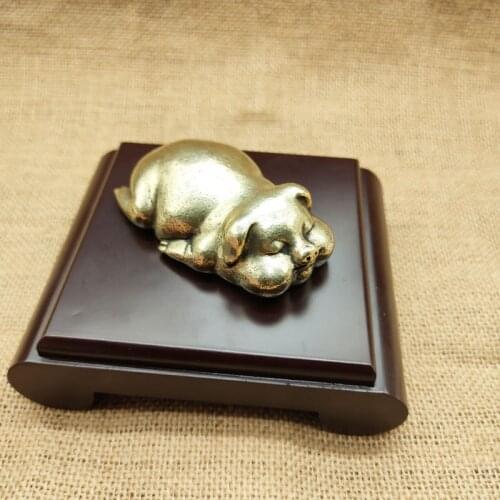 Antique Solid Brass Pig Miniature Figurines Retro Copper Animal Tea Pet Desktop Ornament Decor Crafts Keychain Pendants