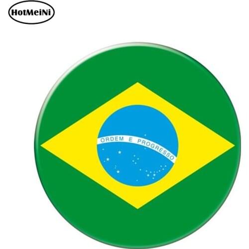 HotMeiNi 13cm x 13cm Auto Moto Bike Suitcase Laptop Flag Round Brazil Decal Reflective Car Sticker Waterproof 3D Car Styling