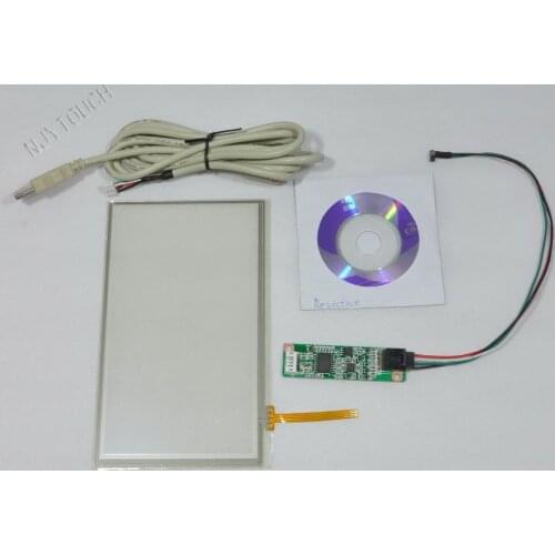 Free shipping 7 Inch 4 Wire Resistive Touch Screen Film to Glass 164.5x99.6mm Panel Digitizer plus USB Controller Kit