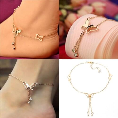 Butterfly Pendant Anklets Foot Chain Summer Yoga Beach Leg Bracelet Handmade Anklet Gold Silver Color Jewelry