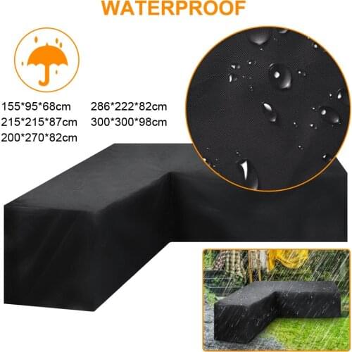 5 Size Outdoor Garden Black Corner Sofa Cover Terrace Garden L-shaped Rain and Snow UV Protection Sofa Cover