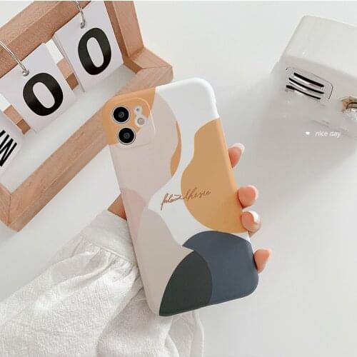 Retro Artistic abstraction geometry Korea art Phone Case for coque iPhone 7 7 Plus 8 8 Plus SE2020 X XR 11 Pro XS MAX Cute Case