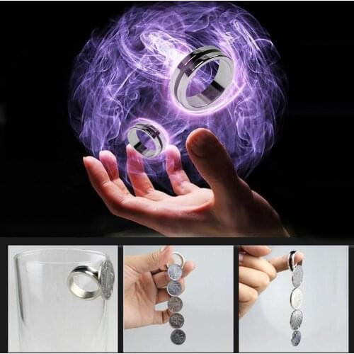 Black Circle Pk Ring Magic Tricks Strong Magnetic Magnet Ring Coin Finger Decoration 18/19/20/21mm Size Magic Ring Props Tools