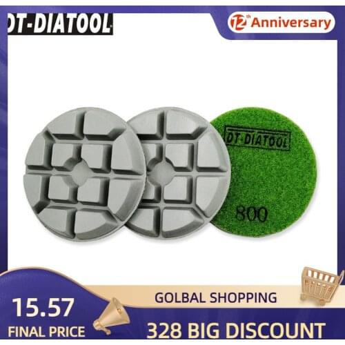 DT-DIATOOL 3pcs/set Dia 80mm/3" Grit#800 Diamond Concrete Polishing Pads Thickened Resin Bond Sanding Discs For Repairing Floor