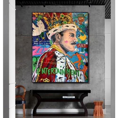 Graffiti Pop Art Singer And Boxer Poster Oil Painting Canvas Print Wall Art Picture For Living Room Home Decoration Frameless