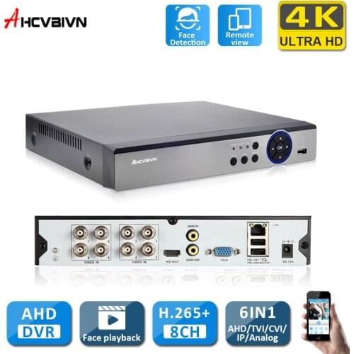 HCVAHDN 4CH 8CH 8MP 5MP AHD DVR Hybaird NVR Xmeye Human Face Detection 4K Video Recorder For 8MP AHD CVI TVI CVBS CCTV Camera