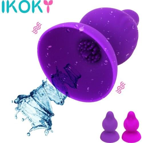 IKOKY Breast Enlarger Massager Vibrating Tongue Licking Nipple Sucker Vibrator Clit Stimulator Sex Toys For Women 10 Frequency
