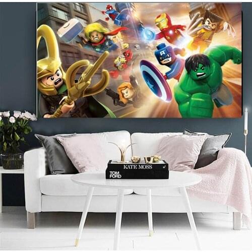 Marvel Avengers Anime Canvas Painting Superhero Iron Man Hulk Posters and Prints Wall Art Picture for Living Room Home Decor