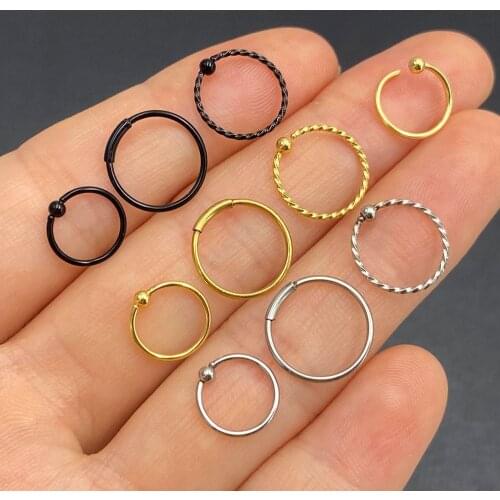 3Pcs 6/8/10mm Titanium Bead Nose Piercing Body Jewelry Part Nose Hoop Nostril Nose Ring Tiny Flower Helix Cartilage Tragus Ring