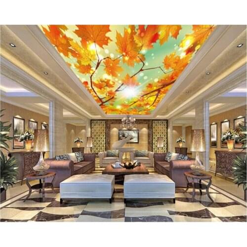 Beibehang Dreams beautiful wallpaper vector glare red leaves zenith murals ceiling decoration papel de parede 3d wallpaper