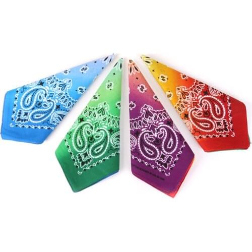 Fashionable Cotton Bandana Scarf Square Women Men Bandanas Headwear Gradient Rock Girls Head Scarf Headbands Riding Accessories