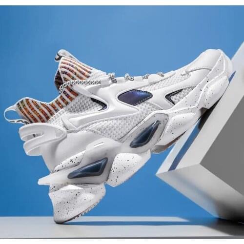 Mens Summer Casual Shoes Mesh Hollow Breathable Soft Sole Sports Shoes Fashionable Luminous Lace Up Anti Slip Walking Shoes