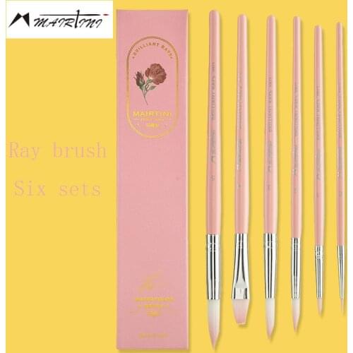 Mairtini Shine Series 6 Pink Set Round Tip Hook Line Pen Water Chalk Flat Tip Watercolor Pen Student Supplies Art Supplies