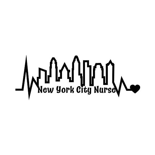 DD531 New York City Nurse Heartbeat Decal Sticker | 7.5-Inches By 2.75-Inches | Premium Quality Black Vinyl 15*15cm