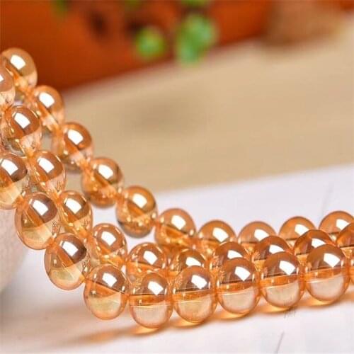 Natural Electroplated Yellow Crystal Semi Finished Product 40Cm Jewelry Making