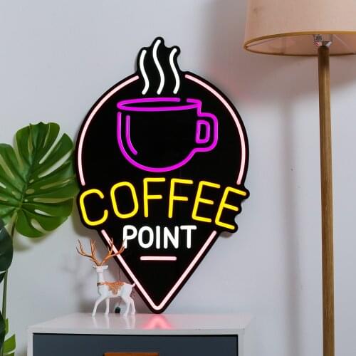 Affordable Price Acrylic LED COFFEE POINT Neon Sign Flexible Neon Strip Wall Decorations Neon Sign for Café Party Festival