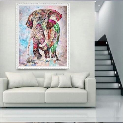 New 5D DIY Diamond Painting Full Round picture of Rhinestone 3D Diamond Embroidery elephant Mosaic Decor Wholesale Crafts FG1247
