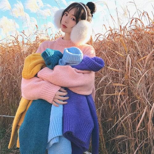 2020 Autumn Winter plus velvet Knitted Sweater Jumper Soft Warm Pull Femme Women Sweaters Tops Korean style Slim Women Pullover